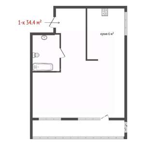 1-к квартира, вторичка, 34м2, 1/12 этаж