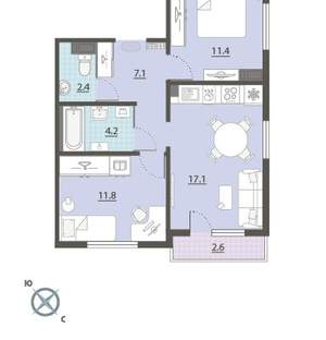 2-к квартира, вторичка, 55м2, 10/24 этаж