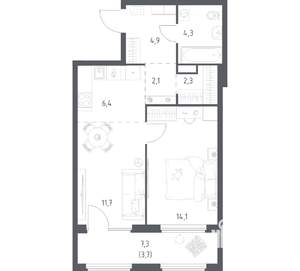 1-к квартира, вторичка, 50м2, 4/31 этаж