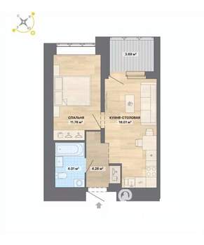 1-к квартира, вторичка, 40м2, 27/30 этаж