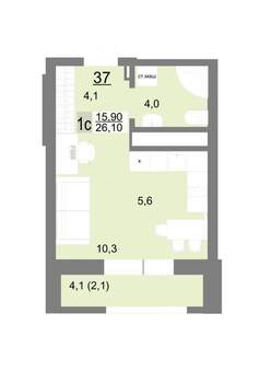 Студия квартира, вторичка, 26м2, 6/26 этаж