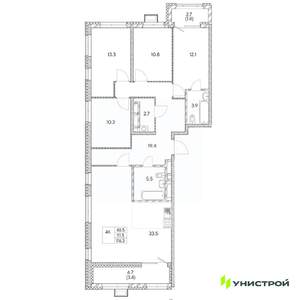 4-к квартира, вторичка, 116м2, 30/31 этаж