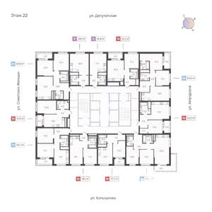 2-к квартира, вторичка, 53м2, 22/31 этаж