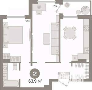 2-к квартира, вторичка, 60м2, 10/10 этаж