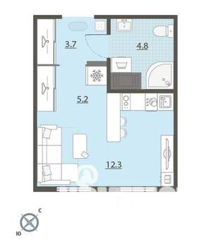 Студия квартира, вторичка, 26м2, 10/24 этаж