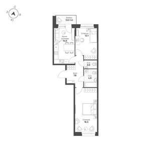 2-к квартира, строящийся дом, 61м2, 6/16 этаж