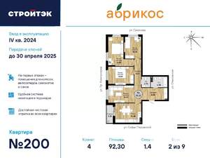 4-к квартира, сданный дом, 93м2, 2/18 этаж