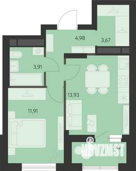 1-к квартира, вторичка, 40м2, 17/21 этаж