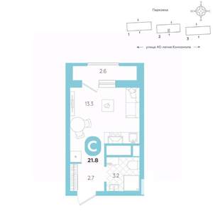 Студия квартира, вторичка, 22м2, 9/20 этаж