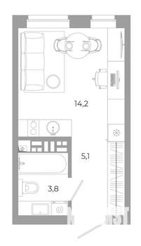 Студия квартира, вторичка, 23м2, 8/12 этаж