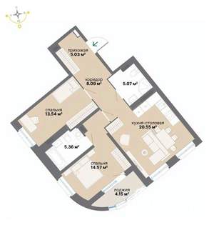 2-к квартира, вторичка, 76м2, 5/26 этаж