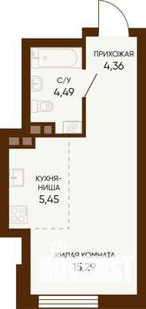 1-к квартира, строящийся дом, 30м2, 2/24 этаж