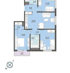 3-к квартира, вторичка, 76м2, 15/24 этаж