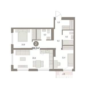 2-к квартира, вторичка, 69м2, 2/8 этаж