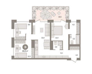 3-к квартира, вторичка, 90м2, 1/8 этаж