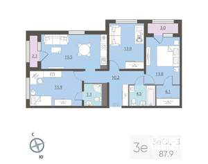 3-к квартира, вторичка, 88м2, 20/25 этаж