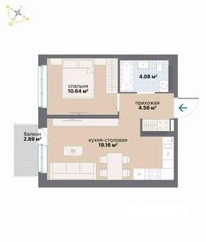 1-к квартира, вторичка, 41м2, 8/9 этаж