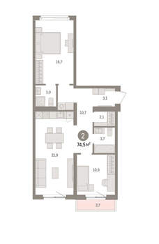 2-к квартира, вторичка, 75м2, 2/15 этаж
