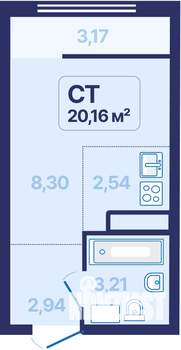 Студия квартира, вторичка, 20м2, 24/27 этаж