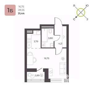 Студия квартира, вторичка, 31м2, 14/23 этаж