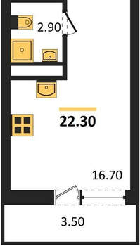 Студия квартира, строящийся дом, 22м2, 7/25 этаж