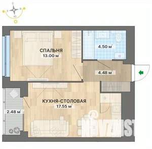 1-к квартира, строящийся дом, 42м2, 27/29 этаж