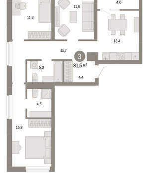 2-к квартира, вторичка, 81м2, 4/7 этаж