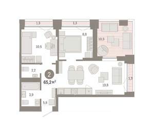 2-к квартира, вторичка, 65м2, 15/16 этаж