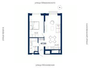 1-к квартира, вторичка, 48м2, 25/29 этаж