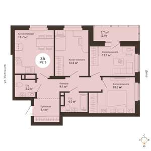 3-к квартира, сданный дом, 79м2, 2/25 этаж