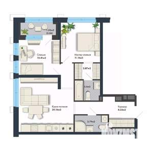 2-к квартира, вторичка, 64м2, 2/25 этаж