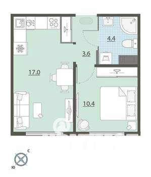 1-к квартира, вторичка, 35м2, 11/24 этаж