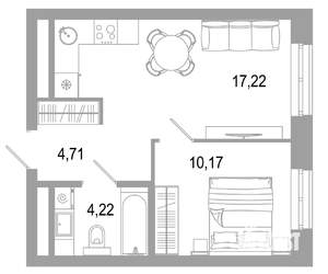 1-к квартира, вторичка, 36м2, 18/31 этаж