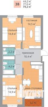 3-к квартира, вторичка, 79м2, 13/22 этаж