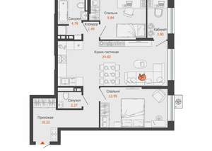 2-к квартира, вторичка, 70м2, 3/7 этаж