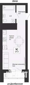 Студия квартира, строящийся дом, 27м2, 24/25 этаж