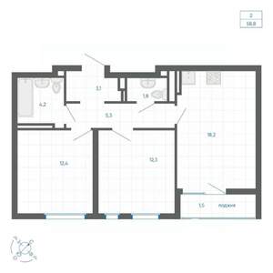 2-к квартира, вторичка, 59м2, 25/32 этаж