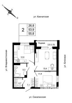2-к квартира, вторичка, 56м2, 10/24 этаж