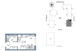 Студия квартира, строящийся дом, 21м2, 12/24 этаж