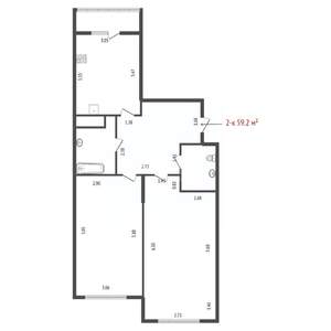 2-к квартира, вторичка, 59м2, 7/15 этаж
