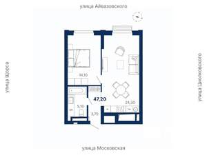 1-к квартира, вторичка, 47м2, 15/29 этаж