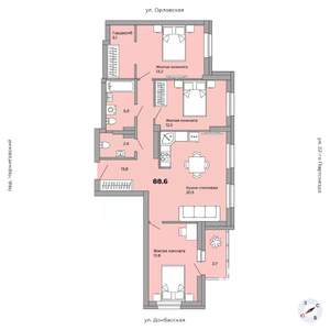 3-к квартира, вторичка, 88м2, 8/21 этаж