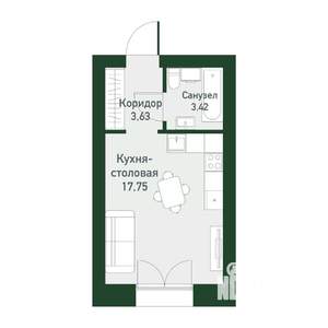 Студия квартира, вторичка, 24м2, 2/4 этаж