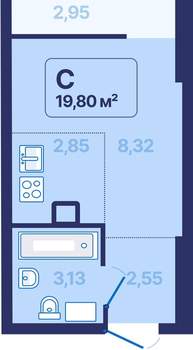 Студия квартира, вторичка, 20м2, 2/27 этаж