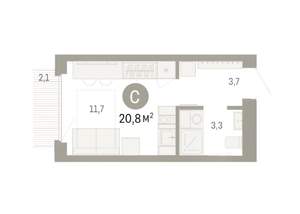 Студия квартира, вторичка, 21м2, 4/9 этаж