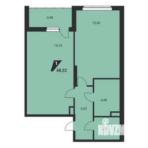 2-к квартира, вторичка, 48м2, 3/25 этаж