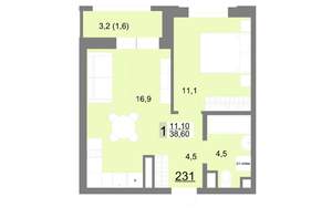 1-к квартира, вторичка, 39м2, 25/26 этаж