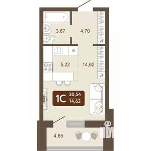 1-к квартира, вторичка, 31м2, 14/24 этаж