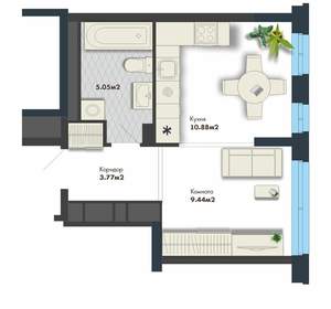 Студия квартира, вторичка, 29м2, 24/25 этаж