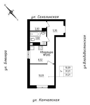 Студия квартира, строящийся дом, 31м2, 18/25 этаж